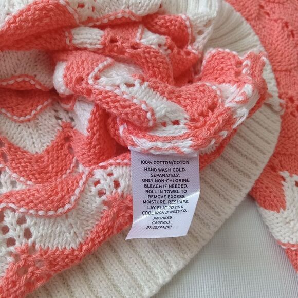 Abound Orange and Ivory Crew Neck Knit Long Sleeve Pullover Sweater Women's XL - Picture 5 of 13